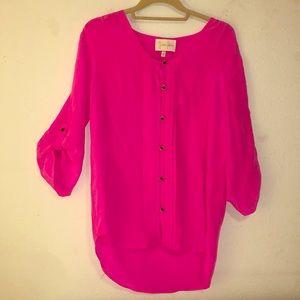 Yumi Kim pink blouse with black buttons